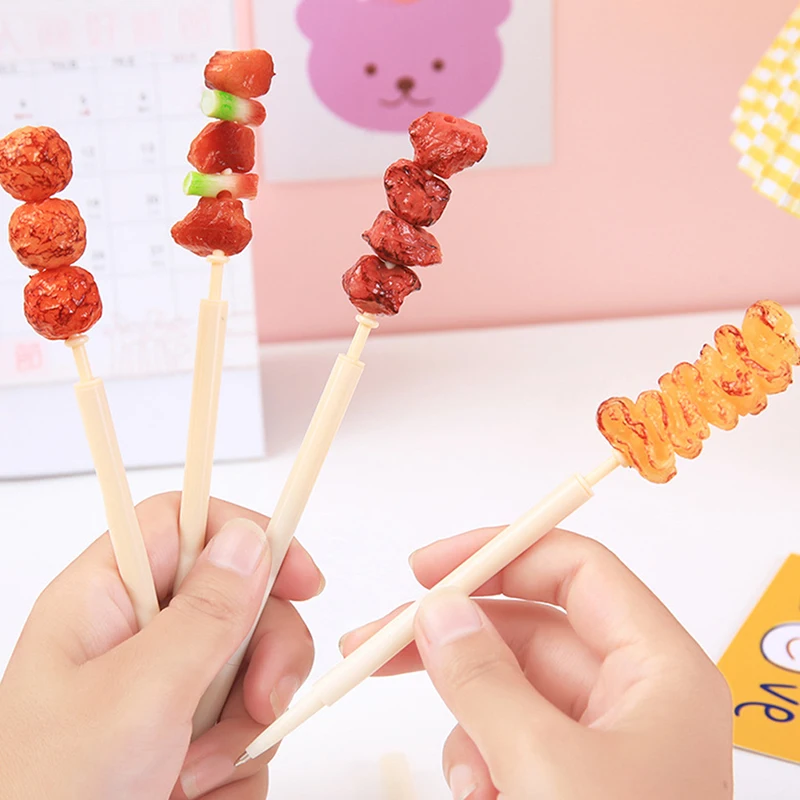 0.7MM Creative Simulation Meat Skewer Kebab Shape Ball Point Pen Signature Pen Office School Weird Realistic Writing Tools