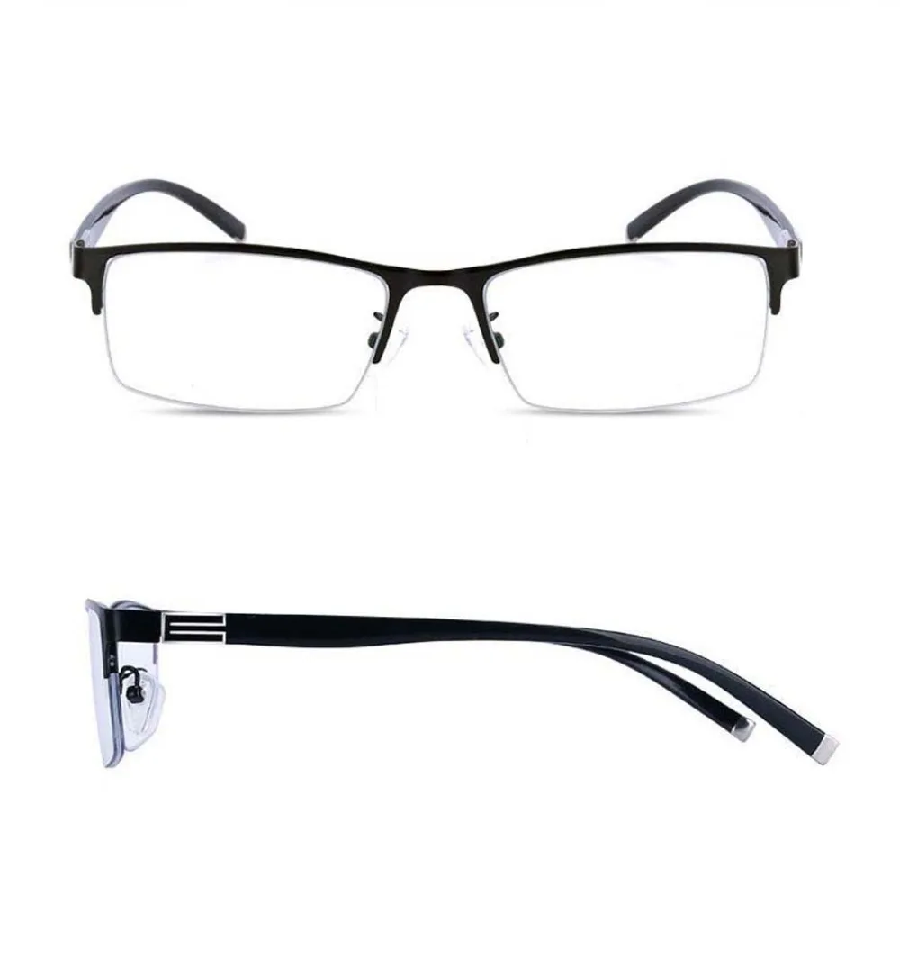 Transparente Anti-Blu-ray-Brille, PC-Legierung, halber Rahmen, Business-Brille für Kurzsichtigkeit, Kostümzubehör, HD-Lesebrille für Herren, Studenten – Detail 3