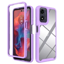 3 in 1 Clear Hybrid Armor Shockproof Defend Case for Moto E14 G24 G04 G04S Heavy Duty Protection Rugged PC Silicone Cover
