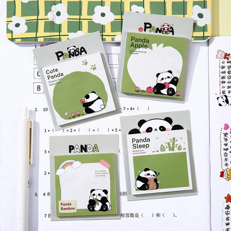4pcs/set Random Pattern Cute Panda Sticky Notes 30 Sheets/Pad High Viscosity N-stick Notepad Ins Style Memo Pad