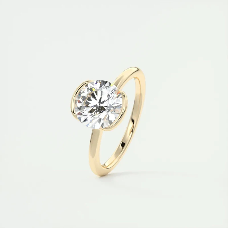 Lnngy 6,5 MM 1CT Half Bezel Moissanit Ring für Frauen S925 Sterling Silber Solitaire Verlobungsring Zertifizierter Schmuck Geschenk – Detail 3