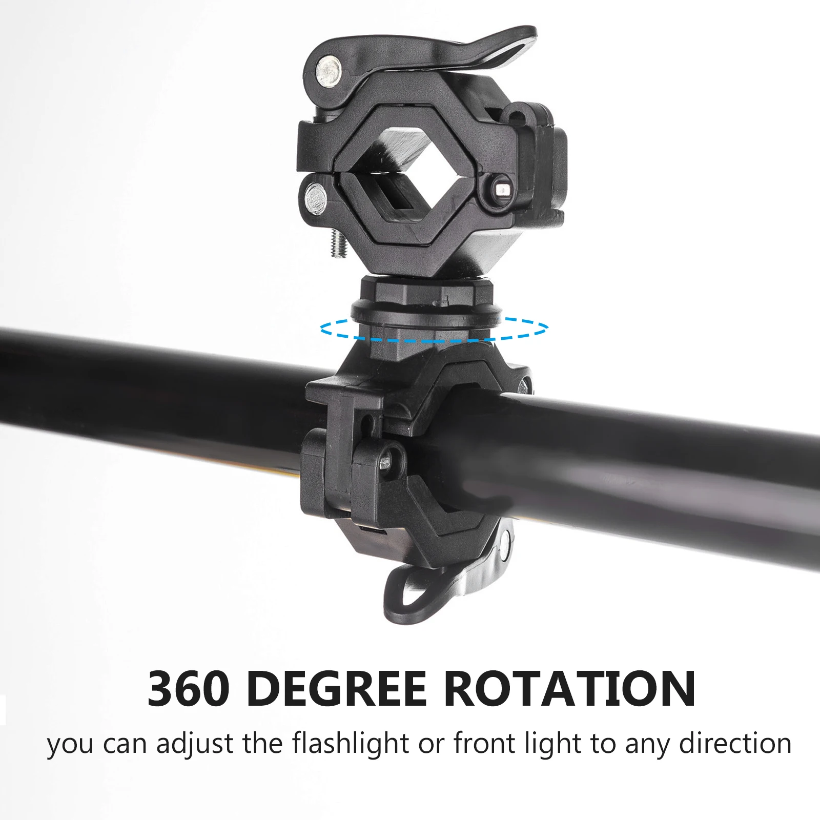 

1 Set 360° Rotatable Bike Flashlight Holder Strong Durable Abs Iron Material Easy Install Adjustable Diameter Bike Light Stand