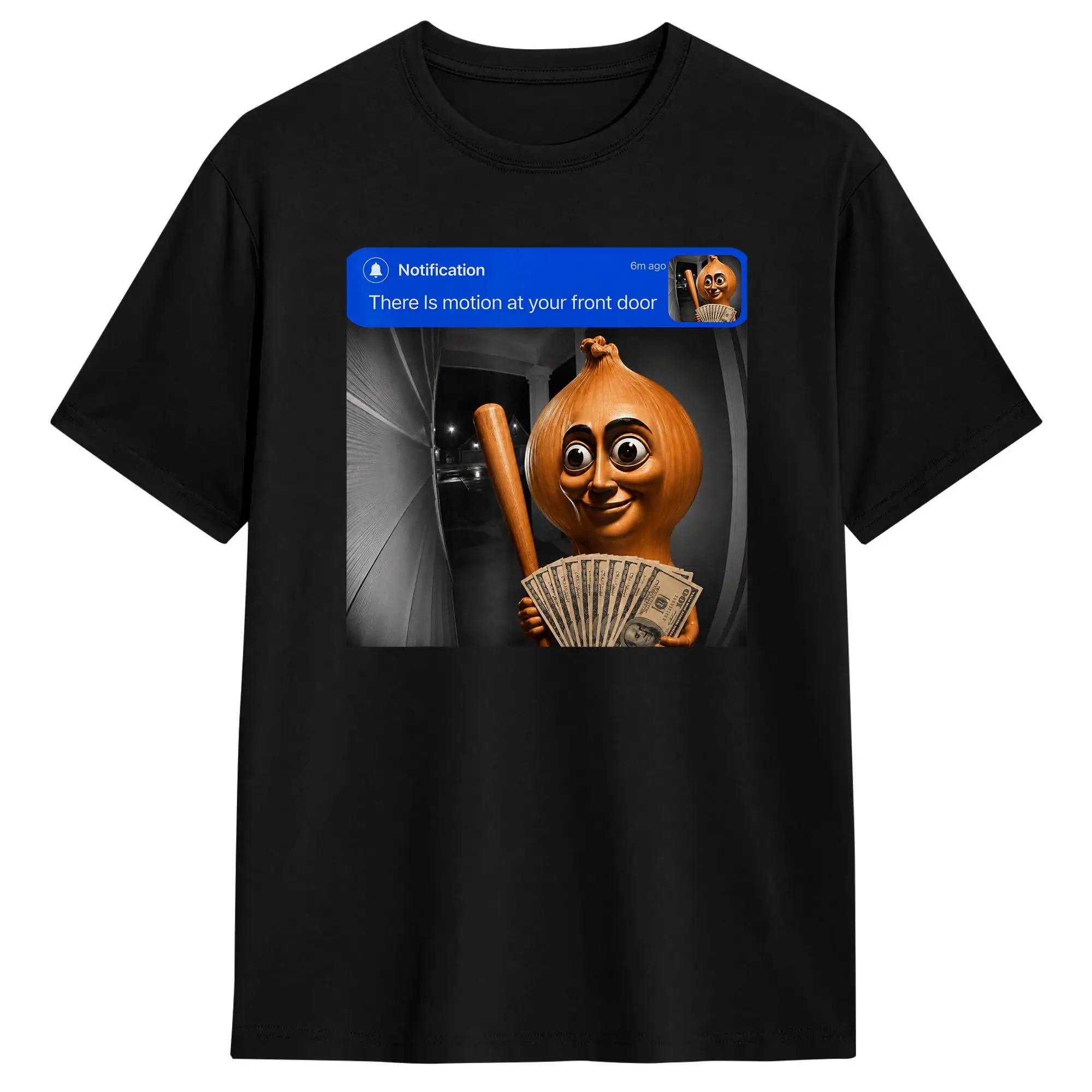 There is Motion at Your Front Door Onion Tung Sahur Men T Shirts  Hipster Tee Shirt Short Sleeve T-Shirt Cotton Party Clothes