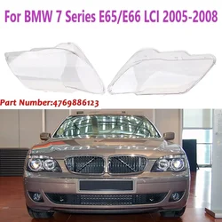 For BMW 7 Series E65/E66 LCI 2005-2008 Headlight Glass Lampcover Plastic Headlamp Lens Cover Transparent Lampshade Shell Fit