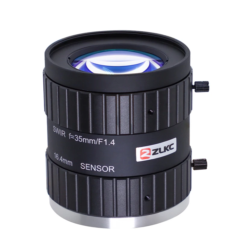 ZLKC SWIR Lens 35mm 5MP FA Lens wavelength 700-1700nm F1.4 1 '' Indusrial NIR Camera lens C-mount Low Distortion Machine Vision