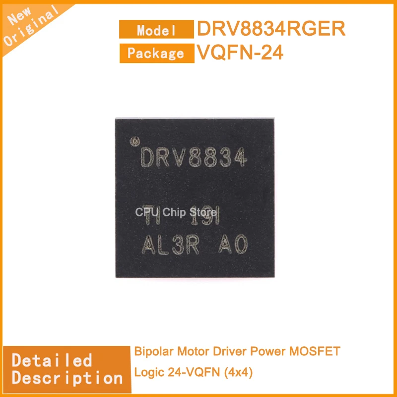 10Pcs/Lot  New Original  DRV8834RGER  DRV8834 Bipolar Motor Driver Power MOSFET Logic 24-VQFN (4x4)