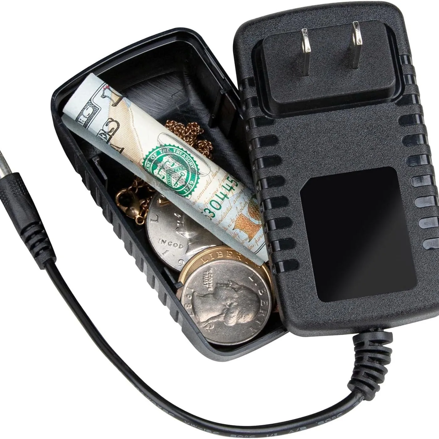 شاحن تخزين محمول للسفر، صندوق دواء برأس شحن، محول مخفي، صندوق دواء مزود طاقة أموال مخفي #6