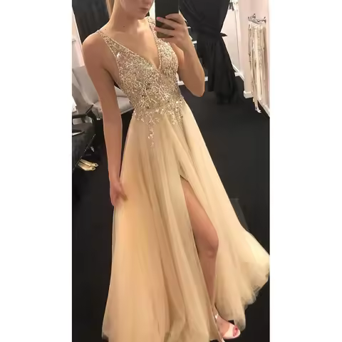 Elegant Sequins Formal Dress Women Backless High Waist Evening Party Sling Dress Luxury Prom Dresses 2025 Wedding Party Dress
