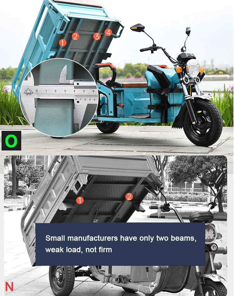 Popular High quality 60V 30AH 45AH 52AH 1000W Three wheels triciclo electrico Electric cargo tricycle