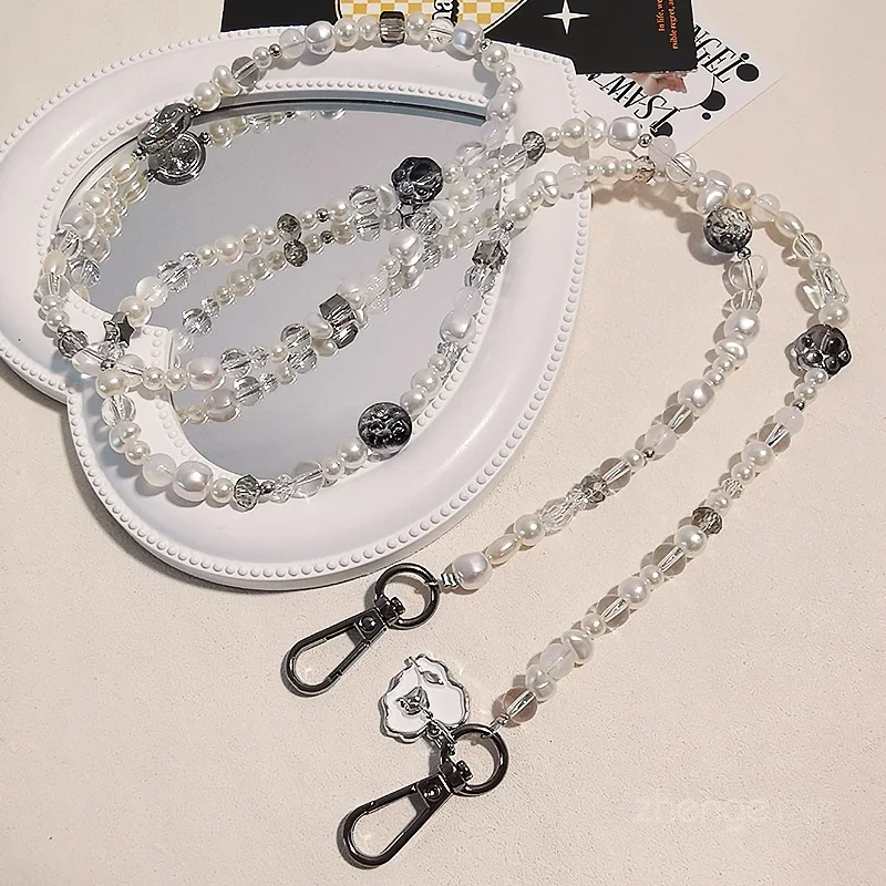 Long Mobile Phone Lanyard Clip Mobile Phone Case Universal Hand-beaded Chain Crossbody Love Cat Foot Mobile Phone Chain