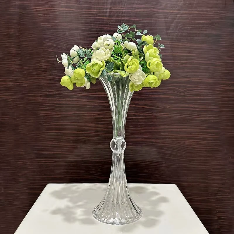 Transparent Acrylic Wedding Vases, Horn Style, Party Table Centerpiece, Family Table Decoration, High 45cm, New, 10Pcs