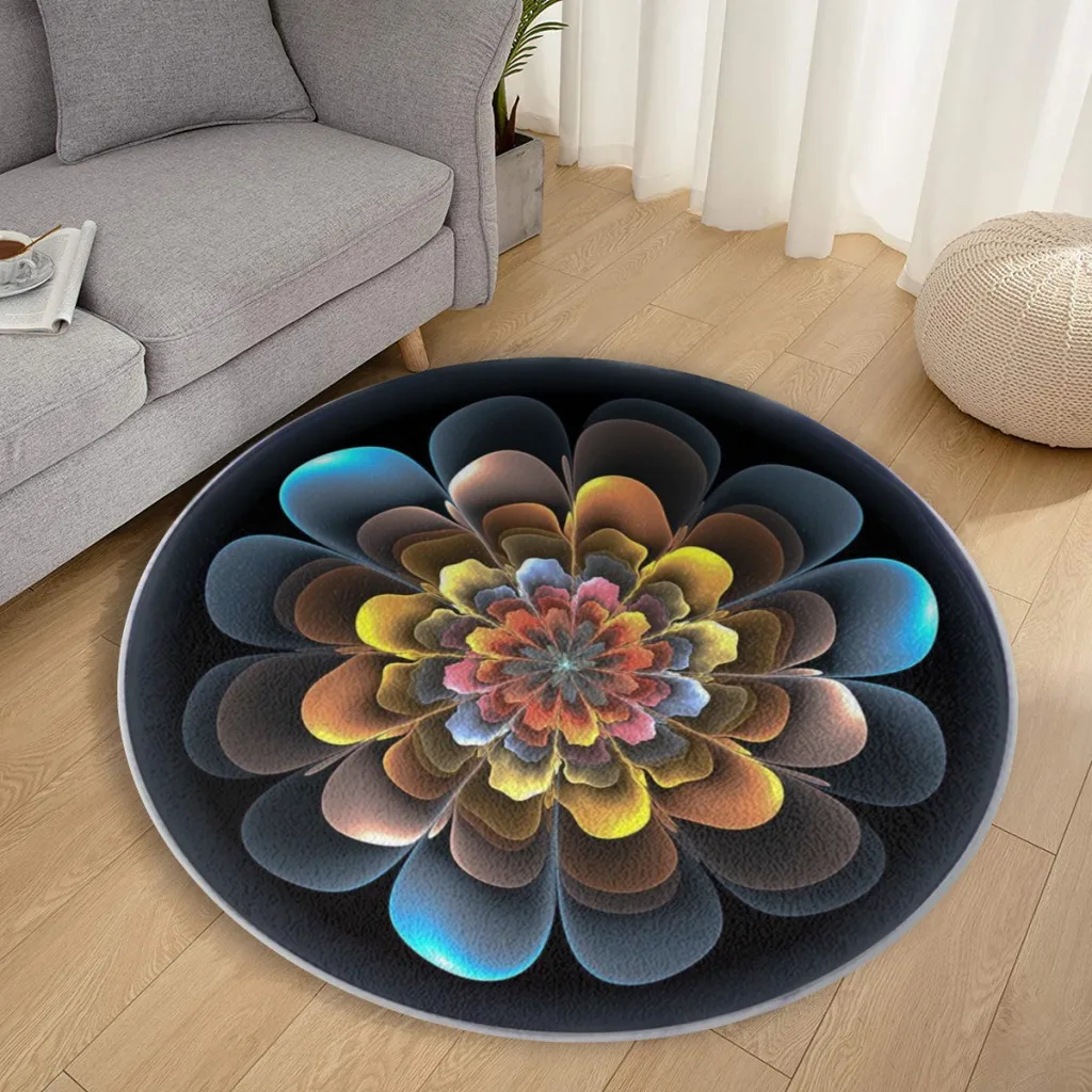 

Circular Carpet Floor Mat Nordic Style Home Doormat Bathroom-Toilet Mats Bedroom Fractal Flower Macro Hotel Decor Mat Rug