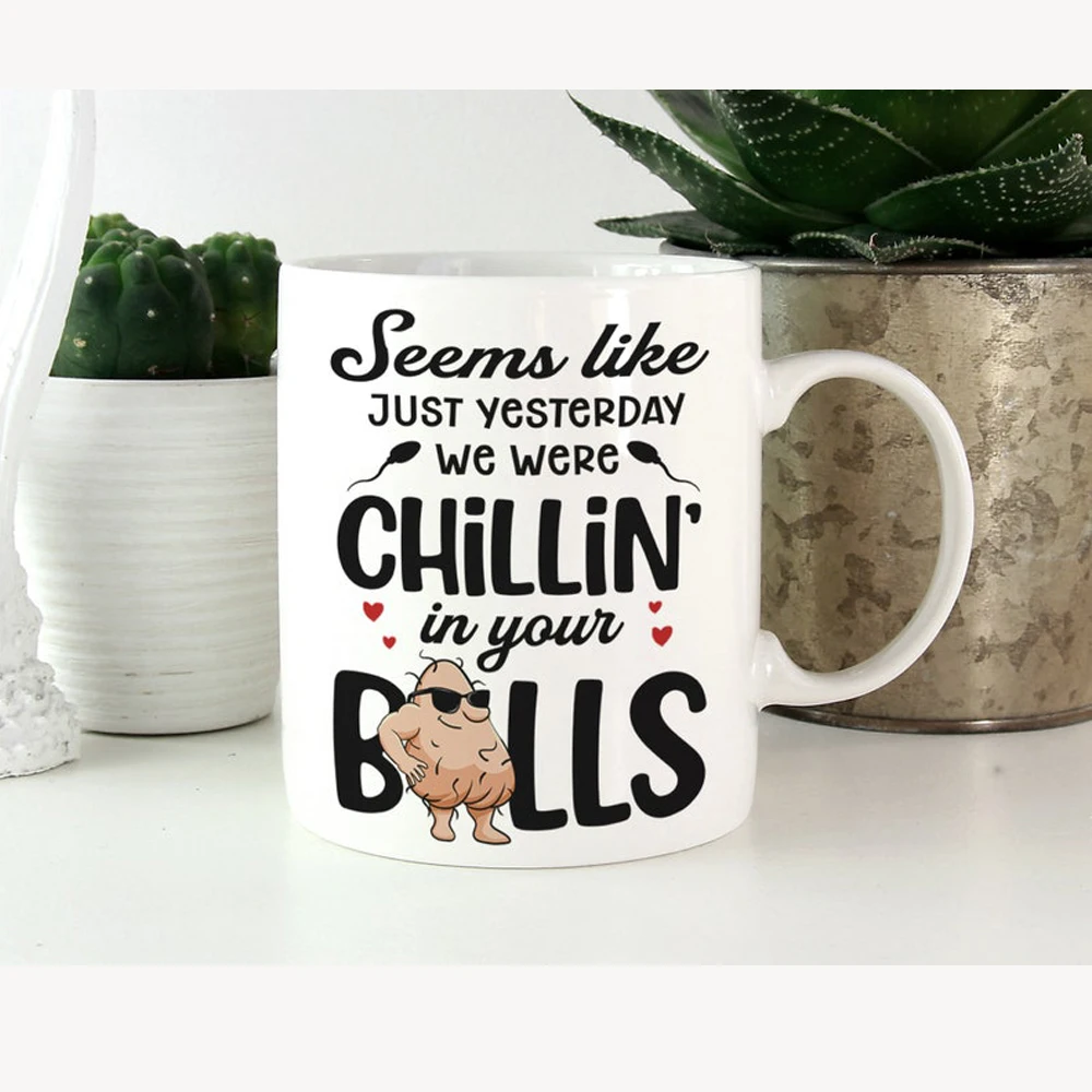 ​Custom Funny Father's Day Gift Creative Goofy Sperm Pattern Ceramic Mug Impressive Present for Dad Unique Humorous Gift for Men