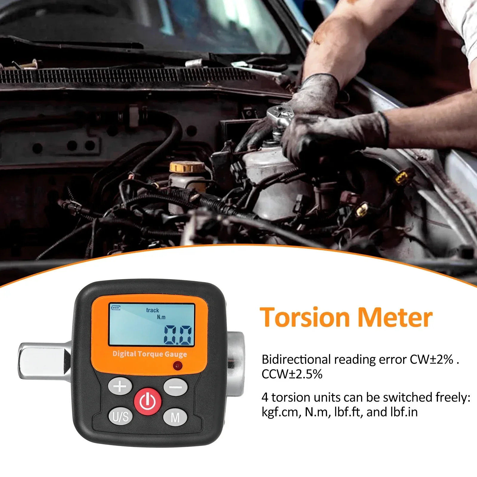 

Digital Display Torque Meter Wrench Torque Tester 1/2'' Drive with Sound Light Alarm Function High Accuracy 4 Torque Units Tools