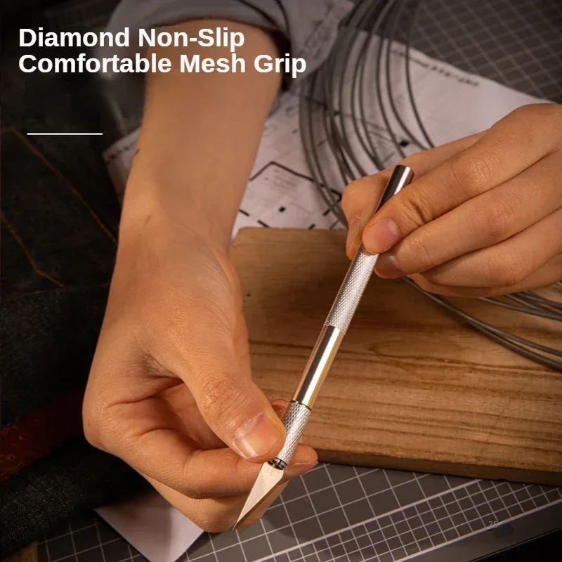 Deli Engraving Non-Slip Metal Knife Kit 1 Knife and 10 Blades Cutter Craft Knives Set for Rafts, Arts, Drawing, DIY Hand Tools