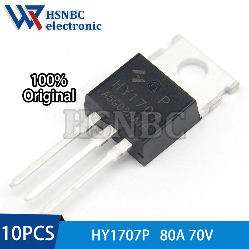 10PCS HY1707P HY1707 TO-220 80A 70V Transistor MOSFET de Potência N-Channel 100% Novo Original