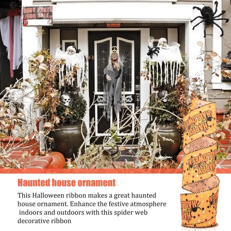 Halloween Thin Grosgrain Ribbon Halloween Ribbon Colorful Award Ribbons Craft Party Decoration For Stairs Railing Table Lamps