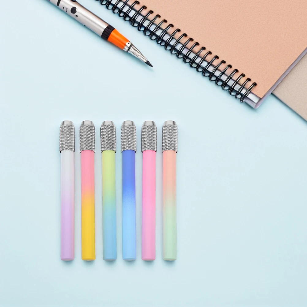 

6pcs Extender Material Efficient Usage Portable Writing Tool Pencil Lengthener Extension Holder Colored Short Pencil