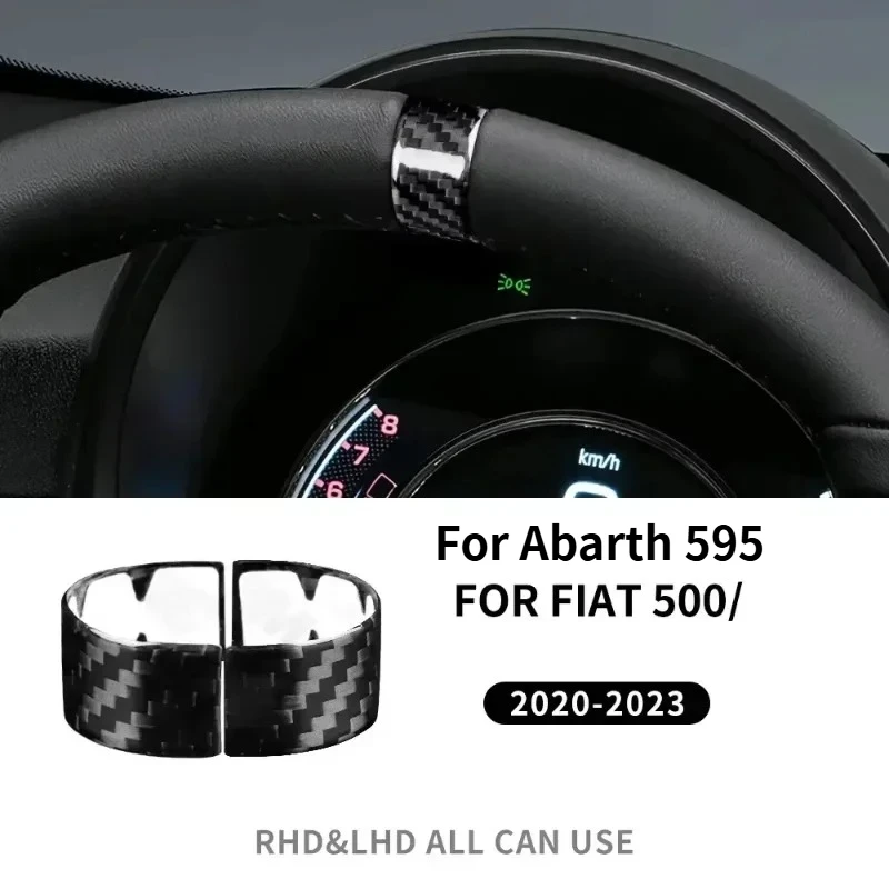 

For Fiat 500 For Abarth 595 695 Real Dry Carbon Fiber Sticker Sticker 2020-2023 Car Steering Wheel Ring Modification Accessories