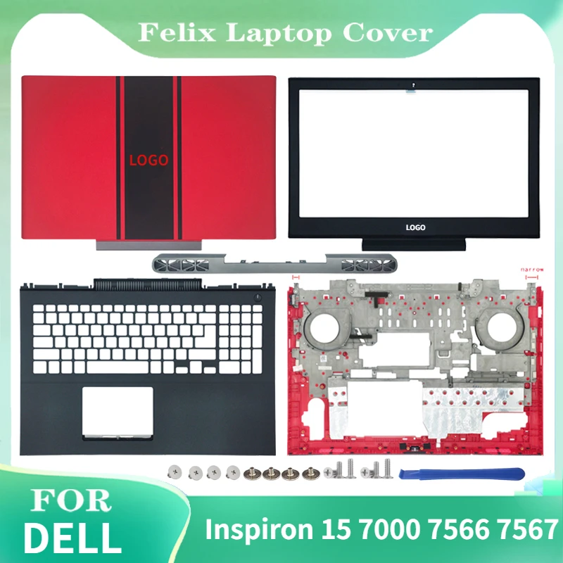 

NEW Laptop LCD Back Cover/Front Bezel/Palmrest/Bottom Base/Bottom Door Cover For DELL Inspiron 15 7000 7566 7567 Laptop Cover