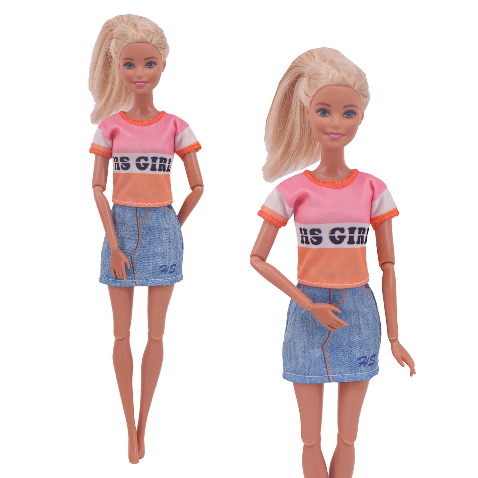 2Pcs Hot Sale Doll Fashion Outfits Wear Casual Dress Shirt Skirt Dollhouse Clothes For Barbies Accessories Doll Toy Doll Shoes