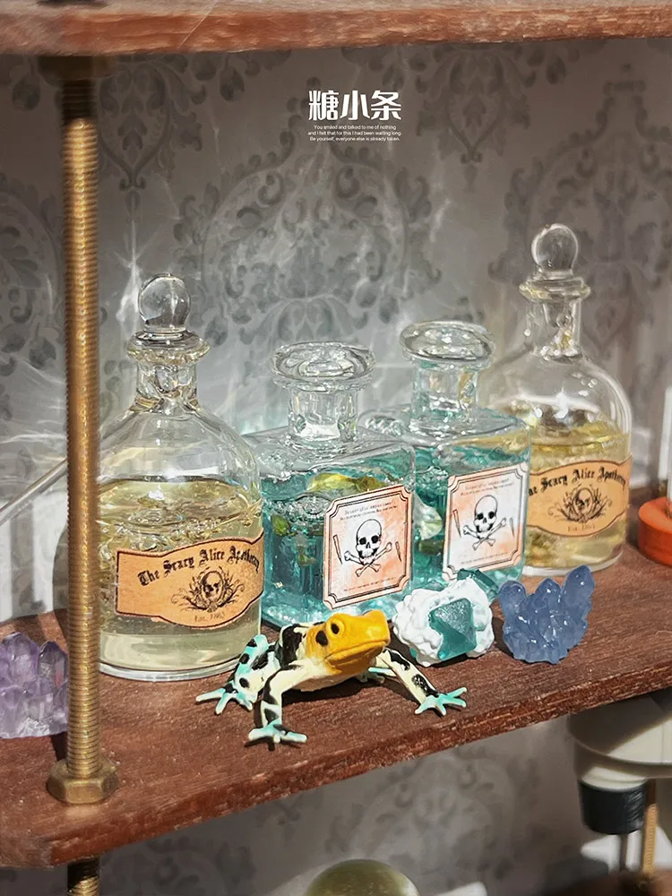 6Points DollHouse Miniature Magic Potions Retro Magic House Bryce Model BJD Potion Bottle Ob Scene Accessory Hourglass Gem Model