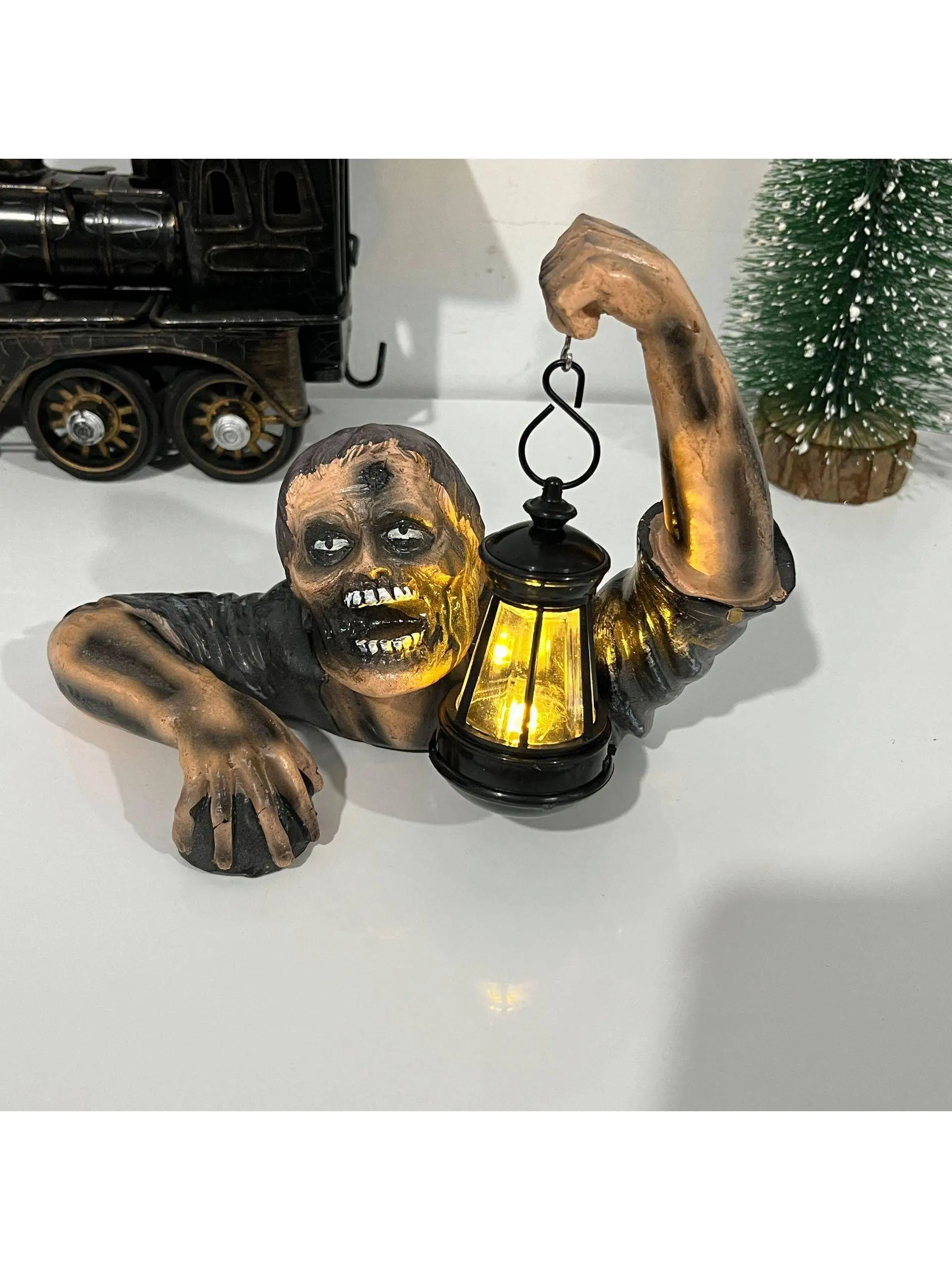 ハロウィンゾンビランタン樹脂工芸品装飾庭園彫刻クリエイティブ手作りホラーテーマ家の装飾品