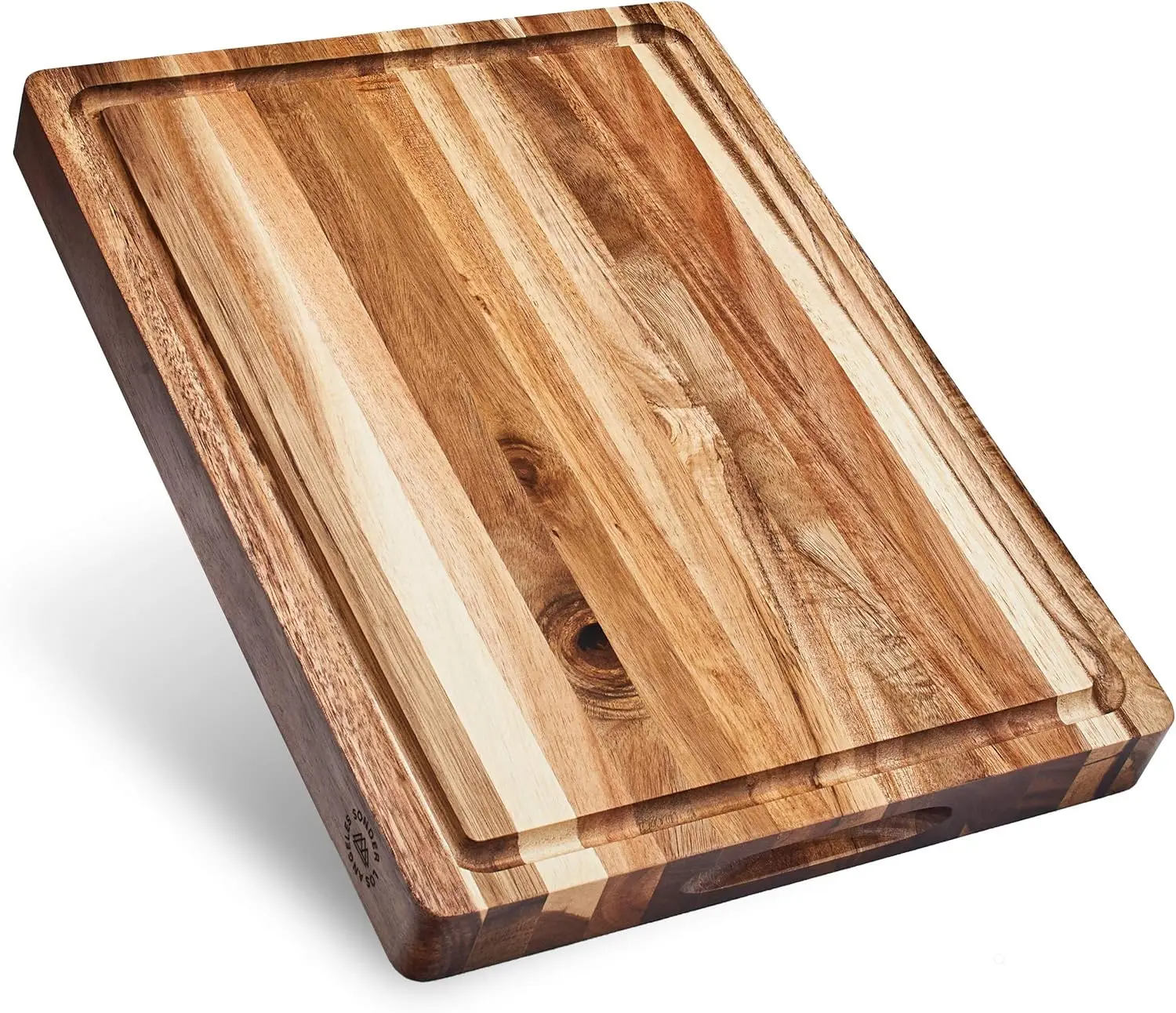 

Thick Sustainable Acacia Wood Cutting Board for Kitchen with Juice Groove Sorting Compartment Charcuterie Gift Box Included