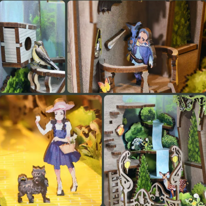 زاوية كتاب كوخ أوز السحرية، مجموعة ألغاز خشبية ثلاثية الأبعاد يمكنك صنعها بنفسك، هدية تحمل عنوان الأدب الخيالي لهواة الجمع #3