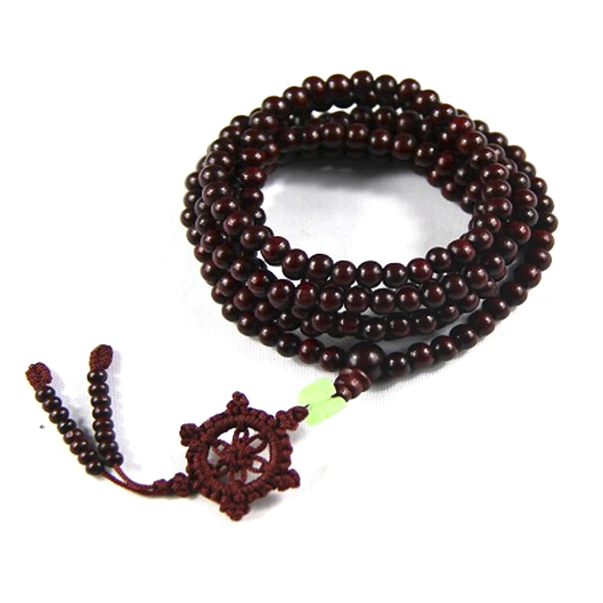 

216pcs Necklace Bracelet 6mm Sandalwood Beads 41 7 Inch Chain 10cm Pendant Tibetan Prayer Handmade Elastic Wooden