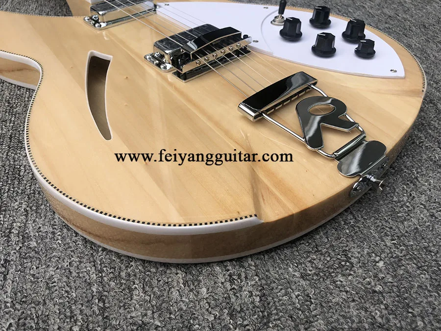 electric guitars with 2-Piece Pickup, natural color, 360 6strings，high quality，free shipping