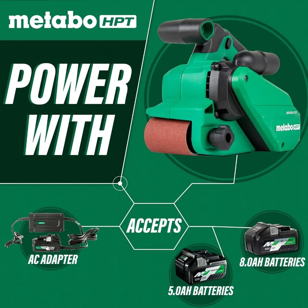 Metabo HPT 36V MultiVolt™ Cordless Belt Sander  Tool Only - No Battery  3-Inch x 21-Inch Belt Size  Variable Speed - 6 Settings