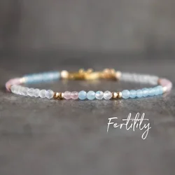 Fertility Bracelet Gift with Rose Quartz Moonstone Aquamarine for Mom to Be, Pregnancy Wish Bracelet, IVF Fertility Booster