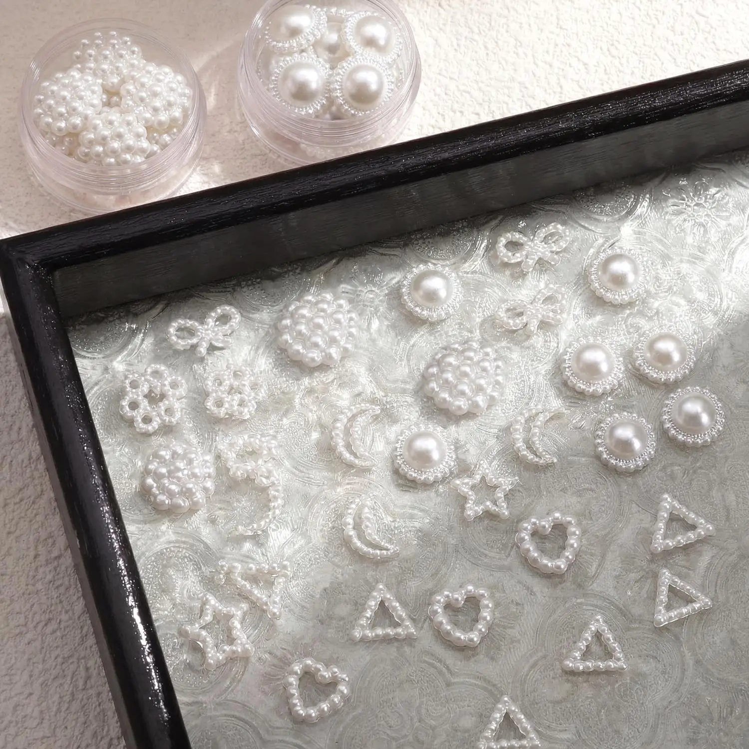 

50/100Pcs Ivory ABS Imitation Pearl Patches Heart/Star/Flower/Moon/Bowknot Shape Beads For DIY Making Garment Sewing Accessories