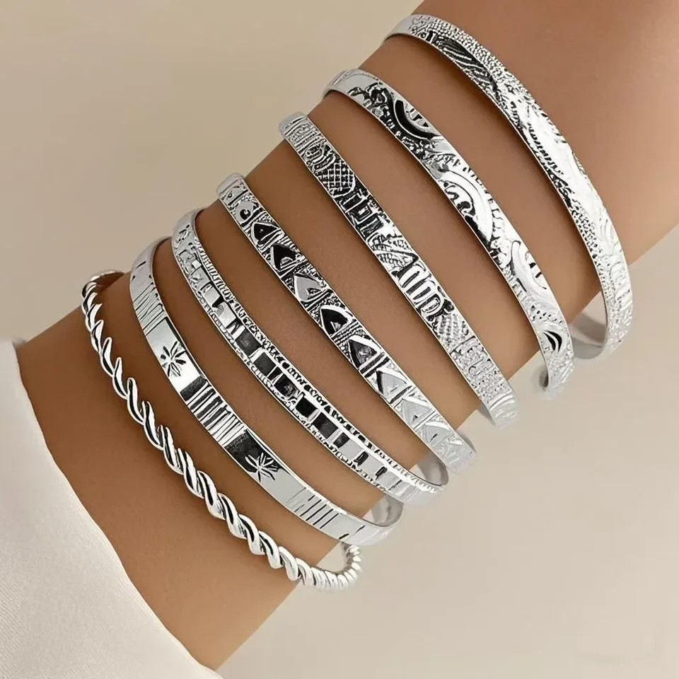 Stainless Steel Punk Bracelets Set for Women