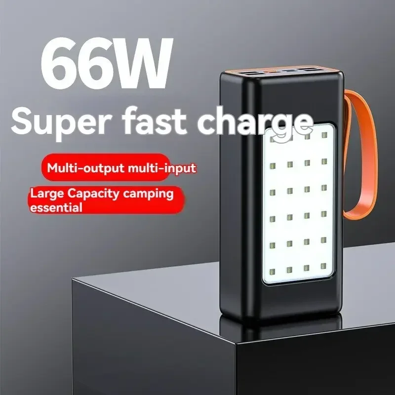 Power bank 20000mAh, large capacity 66W fast charger, waterproof rechargeable battery, outdoor power supply for mobile phones