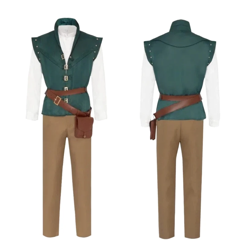 

Anime Flynn Cosplsy Costume Prince Cos White Shirt Green Vest Pants Full Set for Men Role Play Outfit Halloween Carnival Party