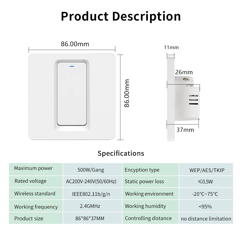 Smart Apple Homekit WiFi Switch Pusher Button Wall Light Switches EU 1/2/3 Gang Wireless Siri Voice Control Google Home Alexa