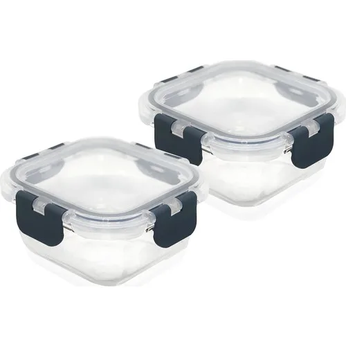 The Mia 2'li Set Glass Storage Canister Square 500 ml Black