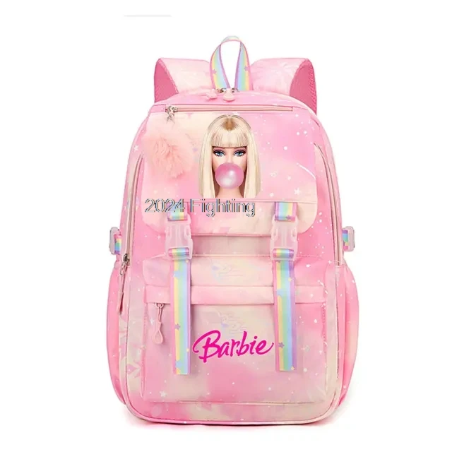 Pink Barbie The Movie Backpack for Girls Teens Gradient Ramp Rucksack Casual School Bags Travel Laptop Backpacks Mochila