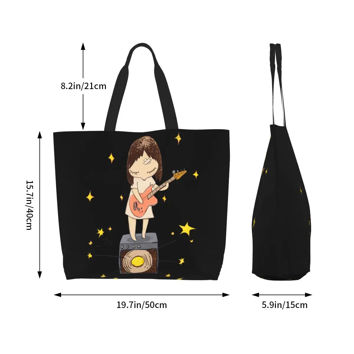 Nara Yoshitomo Guitar Girl Women Shoulder bag 40X50cm Tote bag Shopping handbag Convenient Travel Book Custom Logo