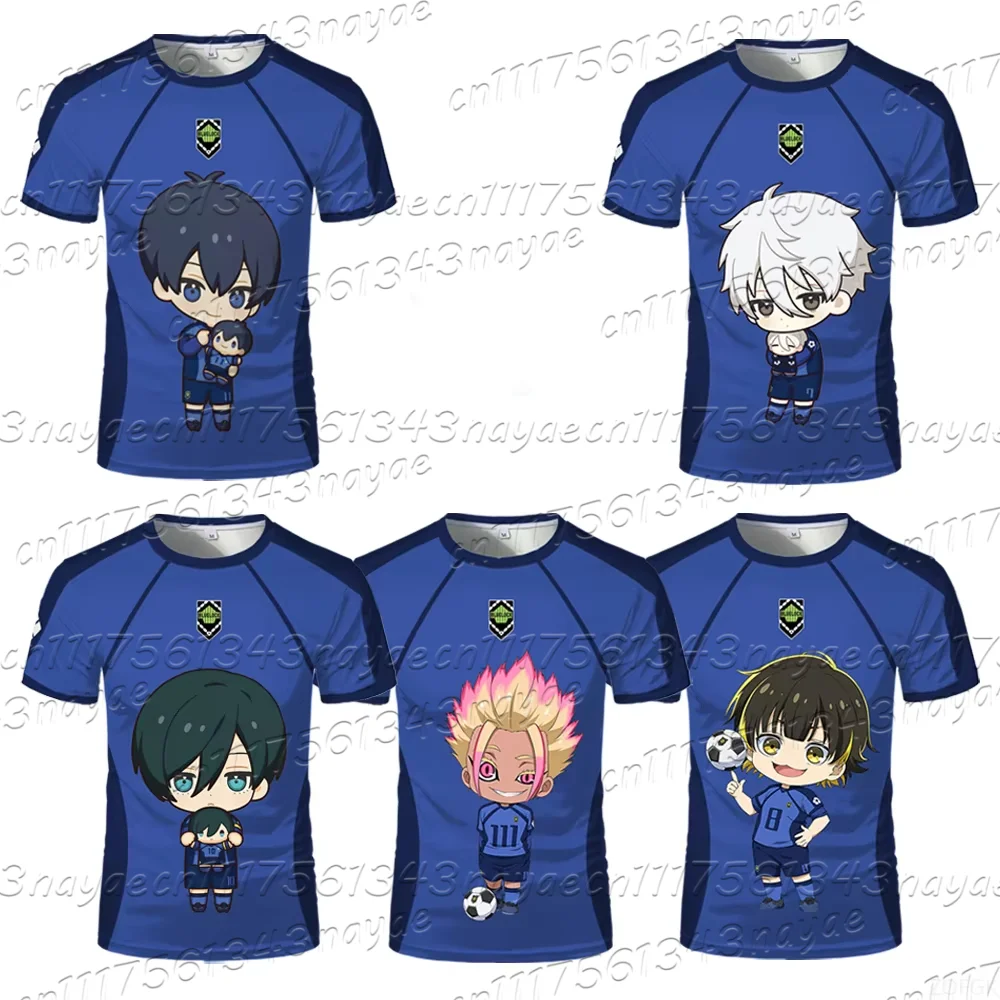 Anime Blue Lock Trikot 3D-Druck Fußball-T-Shirts Herren Damen Kurzarm Sport-T-Shirt Y2k Top Cosplay Blue Lock Fußball Kinder-Top