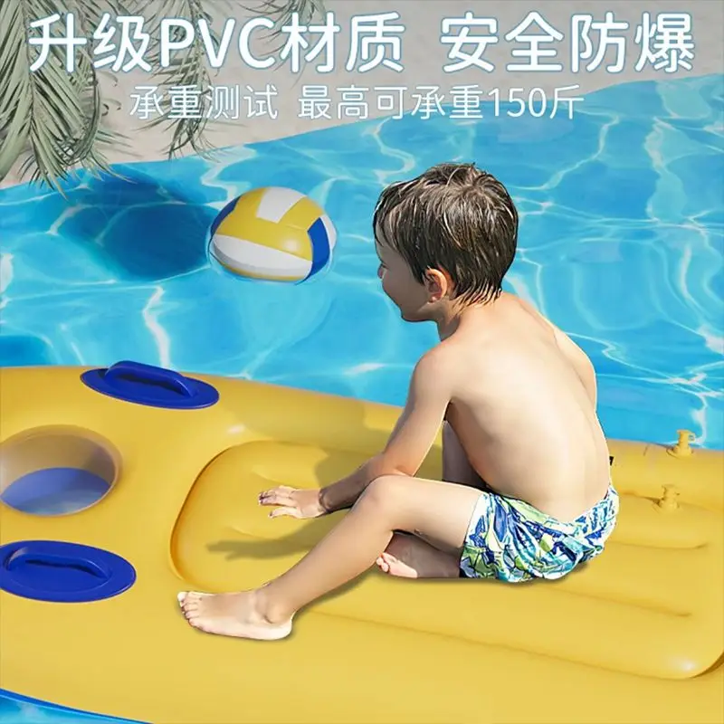 Children's Thickened Swimming Ring with Handle Water Ski Board Rowing Board Inflatable Water Play Floating Fun Toy