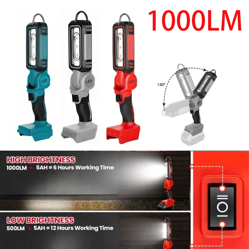 

300W Cordless LED Work Light For Dewalt/Makita/Milwaukee18V 20V Battery Multifunctional flashlight Emergency lighting fixtures