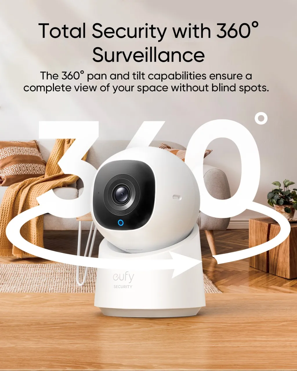 Eufy Security Indoor Cam C220 telecamera di sicurezza con risoluzione 2K con telecamera interna di sicurezza Plug-In PTZ a 360 ° con wi-fi umano