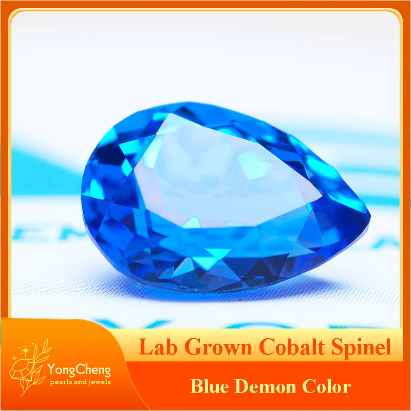 Lab Grown Cobalt Spinel Blue Demon Color Pear Shaped VVS1 Charms Diy Jewelry Making Materials Selectable AGL Certificate