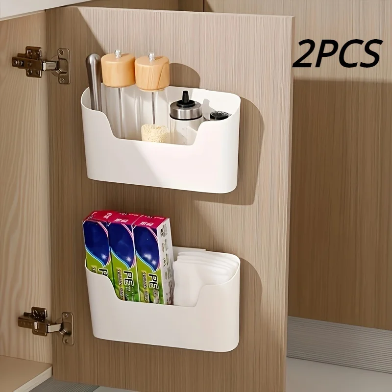 2pcs Convenient Wall-Mounted Storage Box,Free Cabinet Door Organizer For Home Supplies