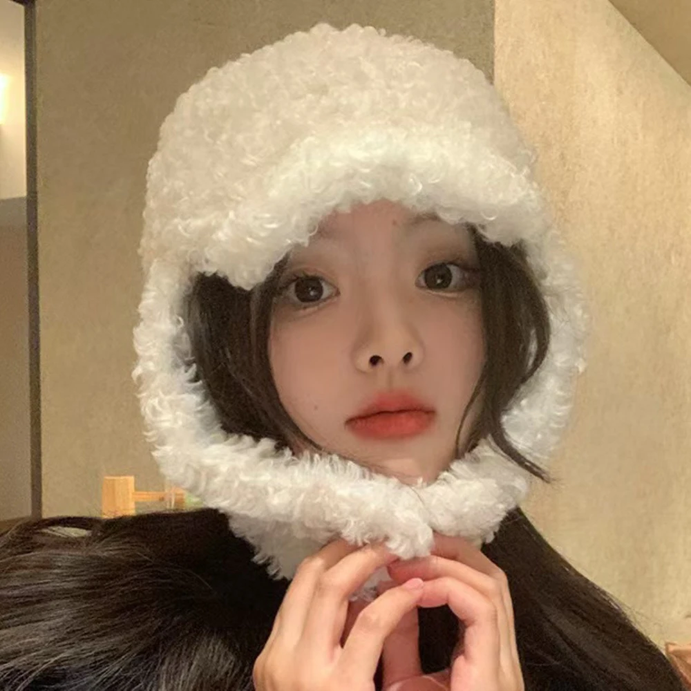 

HT4998 Bomber Hat Lamb Fleece Winter Hat for Men Women Windproof Thick Warm Snow Ski Trapper Earflap Cap Male Female Russian Hat