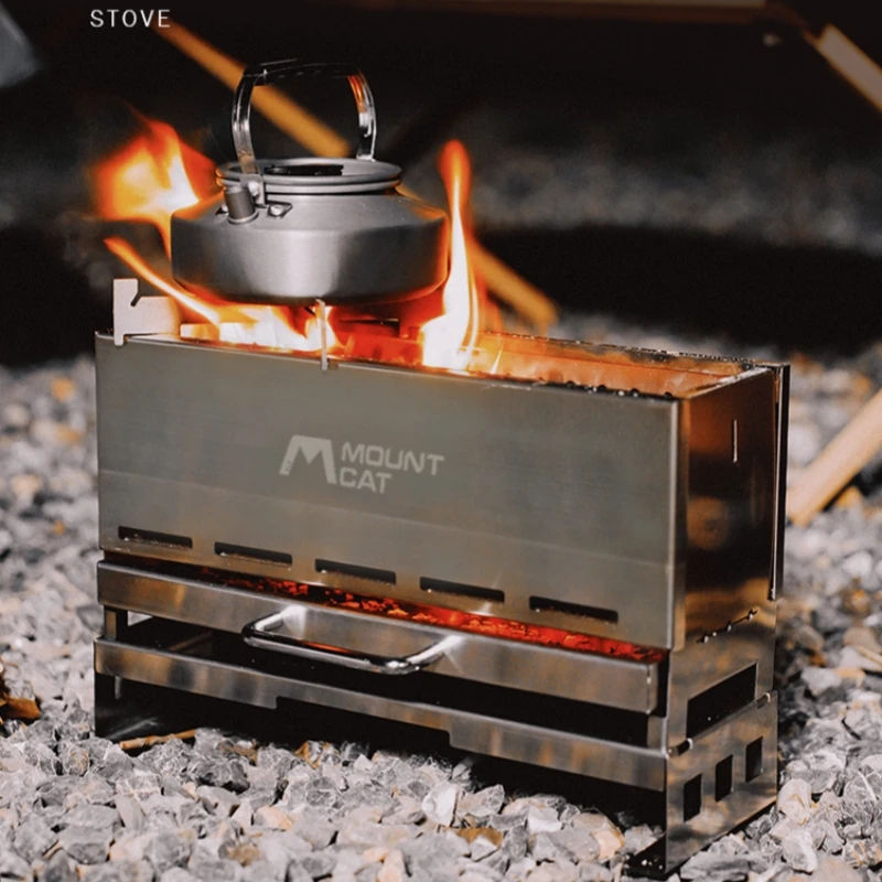 

Portable Wood Burning Stove Firewood Stove Outdoor Wood Grill Stove Home Camping Cookware Folding Bonfire Stove