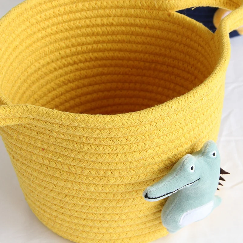 Cotton Rope Woven Storage Basket Desktop Cosmetics Toys Sundries Organizer Cartoon Animal Decor Basket